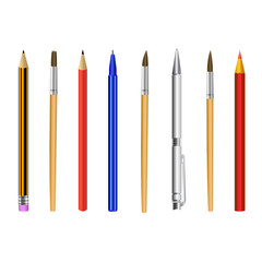 pencil pen brush isolated on white background vector illustration