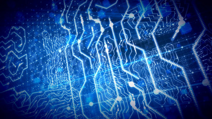 Blue Circuit Board Placed Aslant