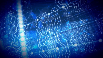 Blue Circuit Board Put Askew