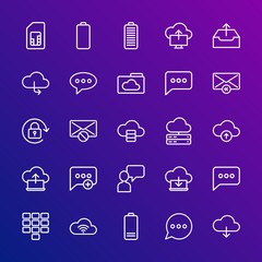Fototapeta na wymiar Modern Simple Set of cloud and networking, chat and messenger, mobile, email Vector outline Icons. Contains such Icons as full, empty and more on gradient background. Fully Editable. Pixel Perfect.