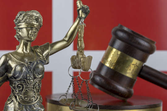 Human Rights Act and Justice Concept ,Denmark Flag