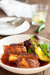 Braised grilled beef short ribs
