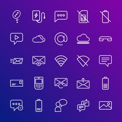 Modern Simple Set of cloud and networking, chat and messenger, mobile, email Vector outline Icons. Contains such Icons as  house,  white and more on gradient background. Fully Editable. Pixel Perfect.