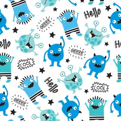 Wall murals Monsters seamless cool monsters pattern vector illustration