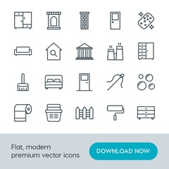 Modern Simple Set of buildings, furniture, housekeeping Vector outline Icons. Contains such Icons as  wardrobe,  business,  furniture,  old and more on white background. Fully Editable. Pixel Perfect.