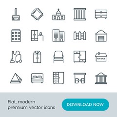 Modern Simple Set of buildings, furniture, housekeeping Vector outline Icons. Contains such Icons as  christian,  clothes,  jail,  sew and more on white background. Fully Editable. Pixel Perfect.