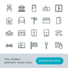 Modern Simple Set of buildings, furniture, housekeeping Vector outline Icons. Contains such Icons as  water, bathroom,  bedroom, furniture and more on white background. Fully Editable. Pixel Perfect.