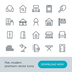 Modern Simple Set of buildings, furniture, housekeeping Vector outline Icons. Contains such Icons as  search,  appliance,  property,  real and more on white background. Fully Editable. Pixel Perfect.