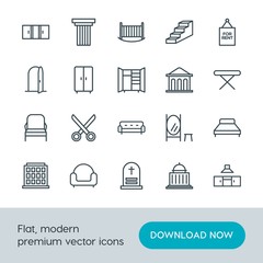 Modern Simple Set of buildings, furniture, housekeeping Vector outline Icons. Contains such Icons as  cemetery,  furniture,  architecture and more on white background. Fully Editable. Pixel Perfect.