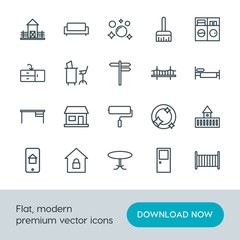 Modern Simple Set of buildings, furniture, housekeeping Vector outline Icons. Contains such Icons as sofa,  discussion,  landscape,  online and more on white background. Fully Editable. Pixel Perfect.