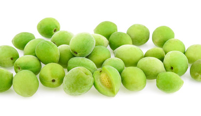 Green plum isolated on white background