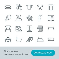 Modern Simple Set of buildings, furniture, housekeeping Vector outline Icons. Contains such Icons as  domestic,  bath,  discussion,  home and more on white background. Fully Editable. Pixel Perfect.