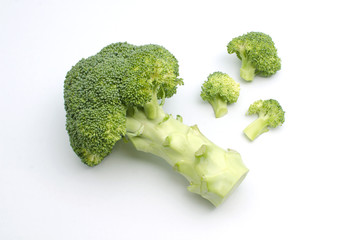 Fresh broccoli on white background