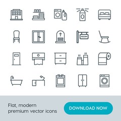 Modern Simple Set of buildings, furniture, housekeeping Vector outline Icons. Contains such Icons as  bath,  white,  housework,  washer and more on white background. Fully Editable. Pixel Perfect.