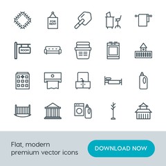 Modern Simple Set of buildings, furniture, housekeeping Vector outline Icons. Contains such Icons as  court, desk, fabric,  rack,  asia and more on white background. Fully Editable. Pixel Perfect.
