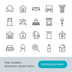 Modern Simple Set of buildings, furniture, housekeeping Vector outline Icons. Contains such Icons as  private, chair,  washer,  landscape and more on white background. Fully Editable. Pixel Perfect.