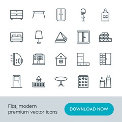 Modern Simple Set of buildings, furniture, housekeeping Vector outline Icons. Contains such Icons as  discussion,  sign,  seat,  urban, bar and more on white background. Fully Editable. Pixel Perfect.
