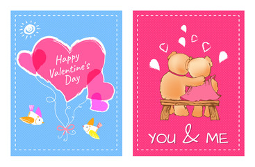 I Love You and Me Teddy Bears Vector