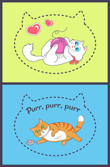 Set of Pretty Banners with Playing Funny Cats