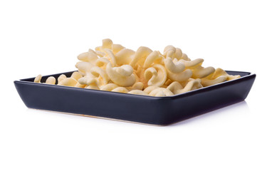 snacks  in dish black isolated on a white background.