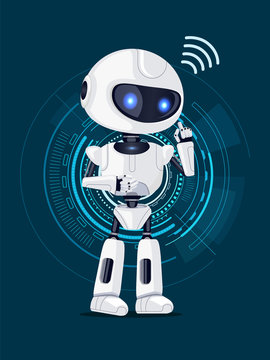 Robot and Interface Poster Vector Illustration