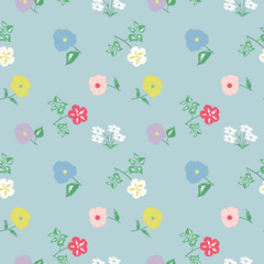 Pattern - field spring - summer delicate flowers on a light background - vector art illustration.