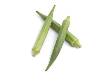 Lady Fingers or Okra on white background