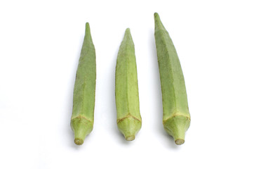 Lady Fingers or Okra on white background