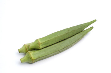 Lady Fingers or Okra on white background