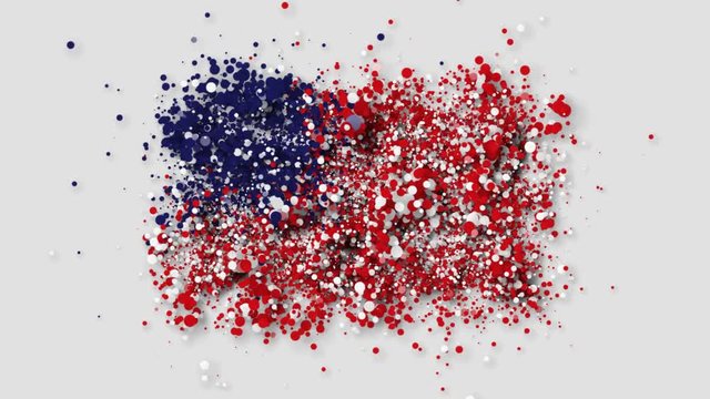 The flag of the United States of America gradually appearing from particles with alpha channel.