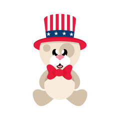 4 july cartoon cute dog in hat sitting