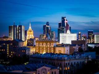 Fototapeta na wymiar Night business building Moscow city