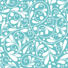 Naklejka na ściany i meble Vector leaf seamless pattern. Ornament. Floral pattern. Vintage. Turquoise color. Traditional, Arabic, Turkish, Indian motifs. Great for fabric and textile, wallpaper, packaging or any desired idea