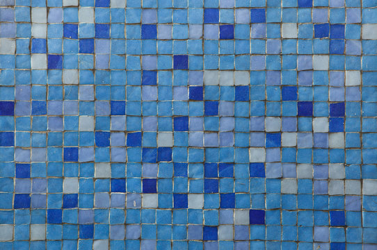 Blue mosaic tiles.