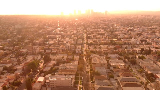 Aerial Hyperlapse Los Angeles Sunset Skyline and Century City