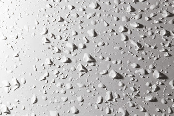 Drops of water with shadow on white background