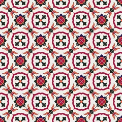 Foto op Aluminium Prachtige naadloze patroon Marokkaanse, Portugese tegels, Azulejo, ornamenten. Kan worden gebruikt voor behang, opvulpatronen, webpagina-achtergrond, oppervlaktestructuren. © pgmart