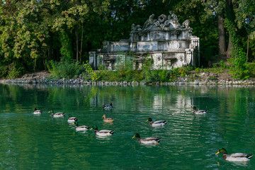 water, lake, river, nature, landscape, tree, summer, reflection, park, green, trees, pond, sky, duck, blue, peaceful, forest, travel, house, calm, rural, clouds, grass