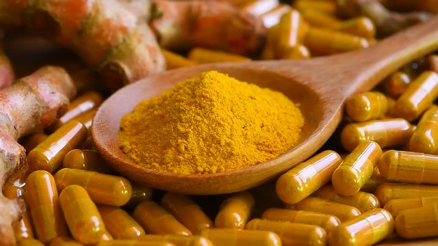 Turmeric in Spoon rotating