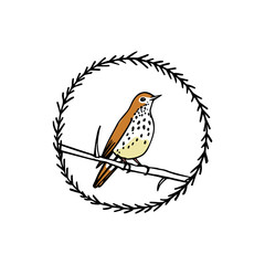 Hand drawn bird emblem