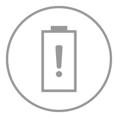 Battery with exclamation point. Battery error icon. Vector.