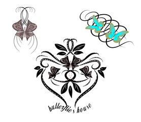 vector tattoo butterfly ornaments