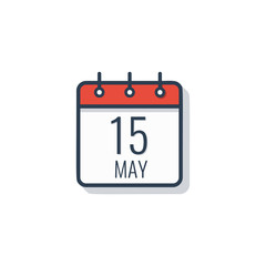 Calendar day icon isolated on white background. May 15.