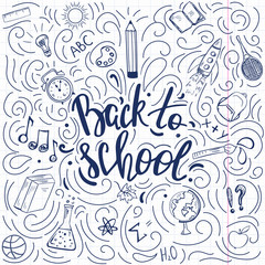 Obraz na płótnie Canvas Back to school doodle style poster