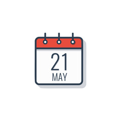 Calendar day icon isolated on white background. May 21.