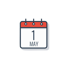 Calendar day icon isolated on white background. May 1.