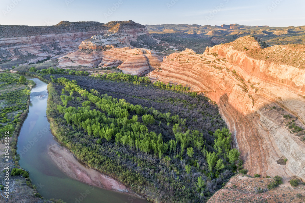 Wall mural Dolores River sandstone canyon aerial view