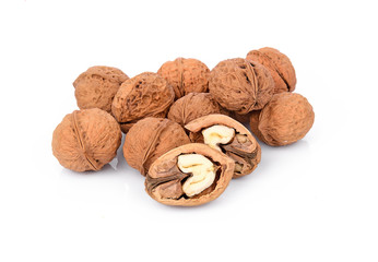 Walnuts isolated on white background