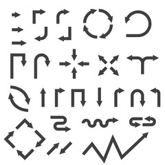 Black bold arrows set. Set of icons