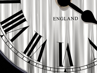 Clock face abstract with roman numerals and curtain effect